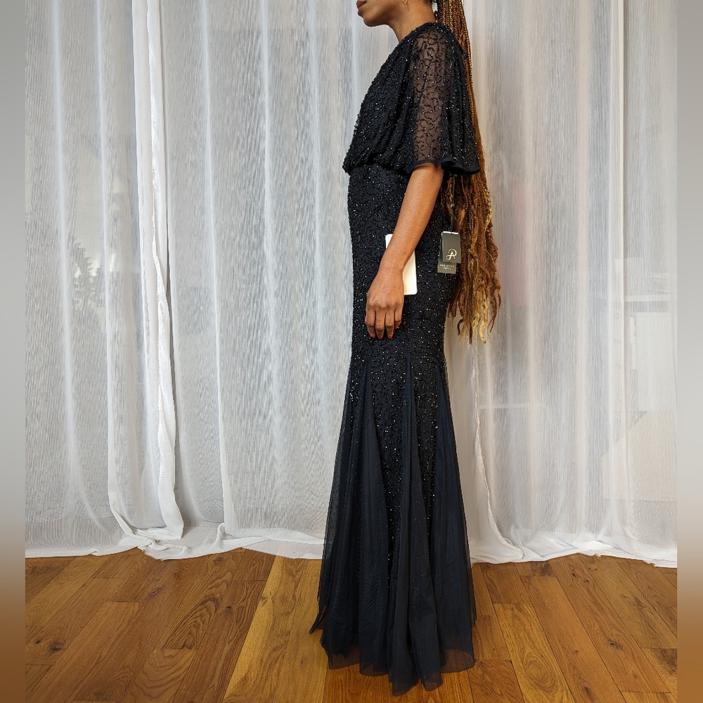 NWT Adrianna Papell Beaded Long Dress Gown | Size 0 XS - Picture 2 of 5
